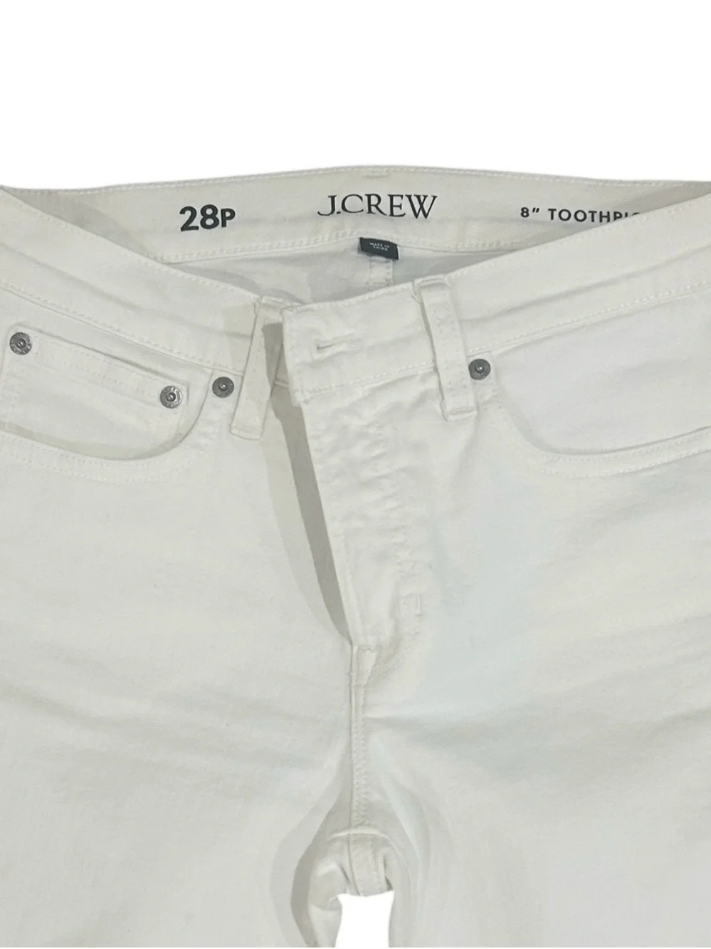 J. Crew Skinny 8” toothpick stretch cotton White denim Jeans size 28petite